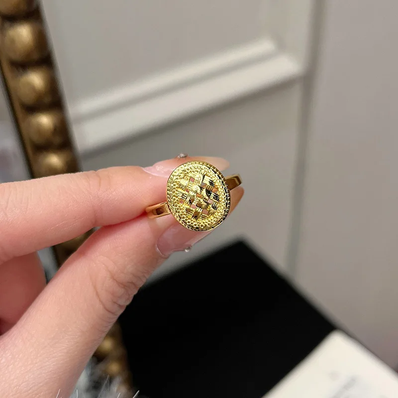Foxanry Hollow Out Weave Round Finger Ring For Women Couples Creative Design Fashion Elegant Simple Unique Birthday Jewelry Gift