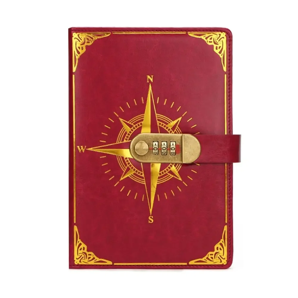 Creative A5 Retro Notebook Thickened Diary Password Lock Notebook Stationery Handbook Vintage Codebook School
