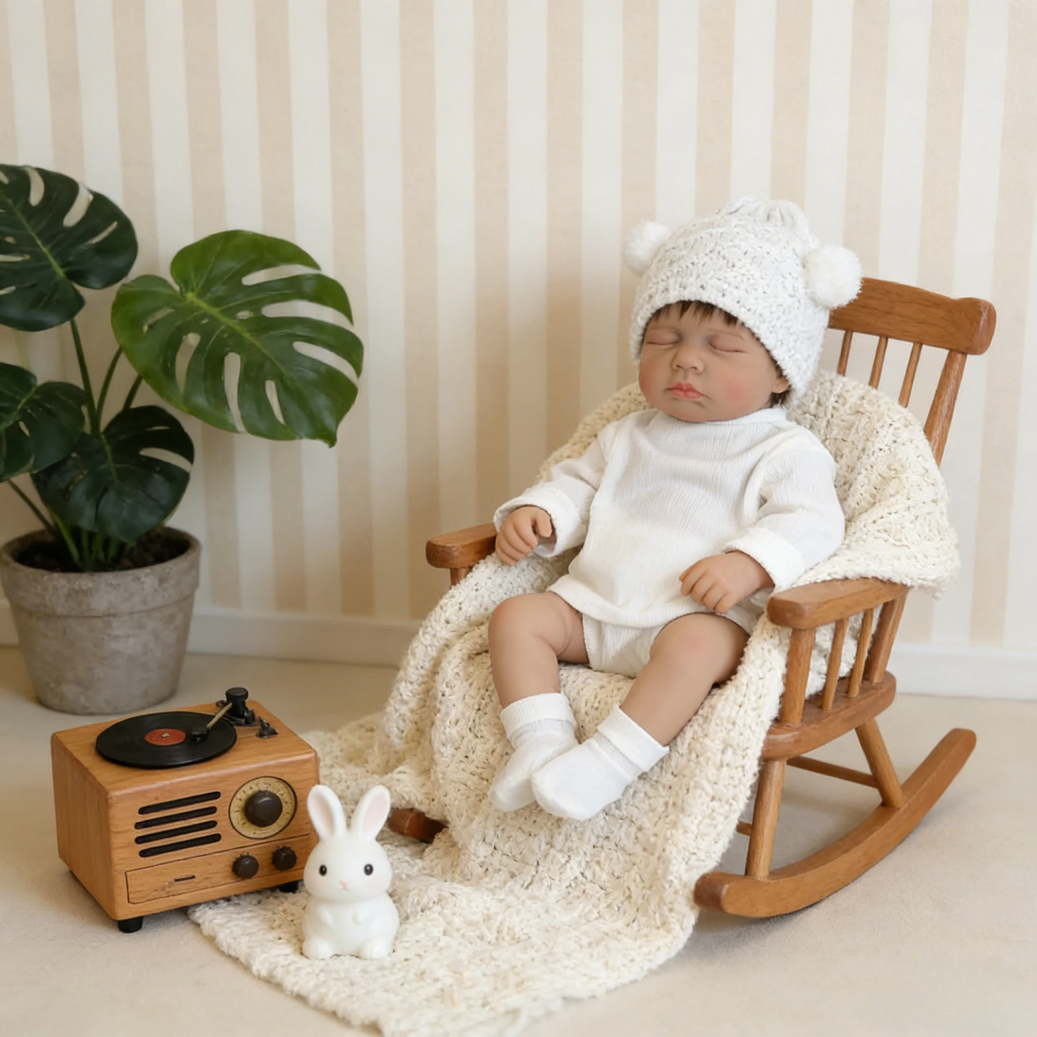 

48cm Lifelike Newborn Reborn Doll Loulou with Soft Touch 3D Skin Painting Visible Veins Multiple Layers Cuddly Baby Doll