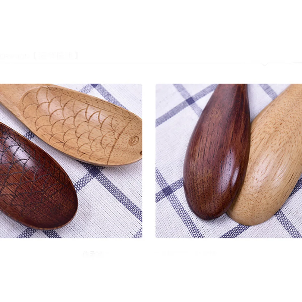 

Fish Scale Pattern Wooden Spoon Heat Resistant Non Scratch Rice Paddle For Nonstick Cookware Burlywood Retro Style