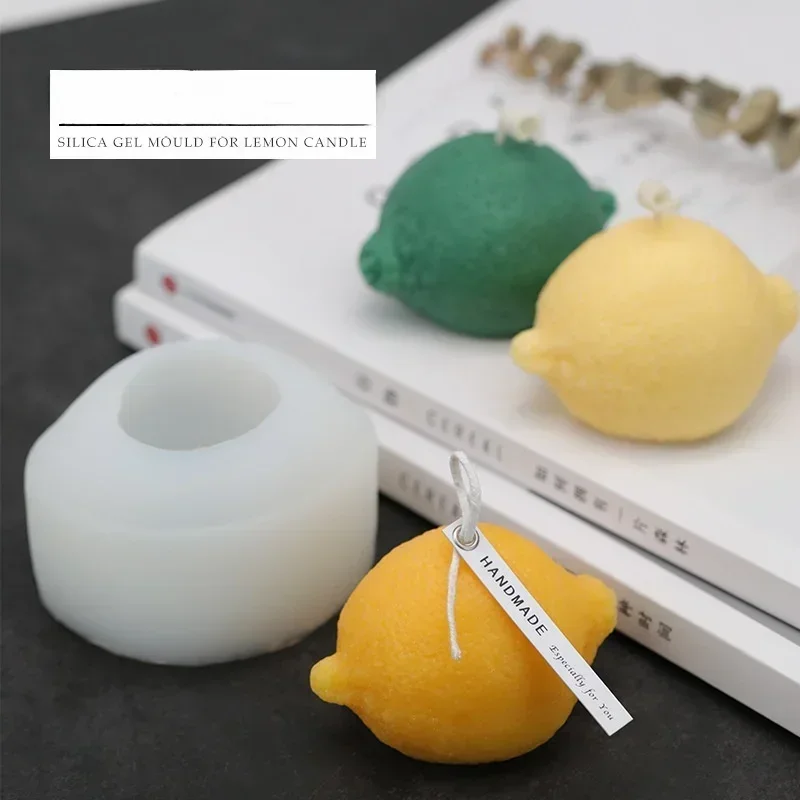 Creative Hand-made Lemon Candle Silicone Mold Simulation Fruit DIY Aromatherapy Candle Baking Mold Wax Mold Fondant Tool