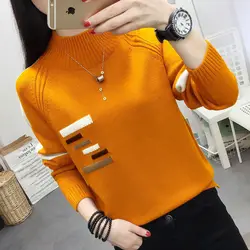 Fashion Half High Collar Knitted Spliced Loose Sweater Women's Clothing 2022 Autumn New Oversized Casual Pullovers Tops