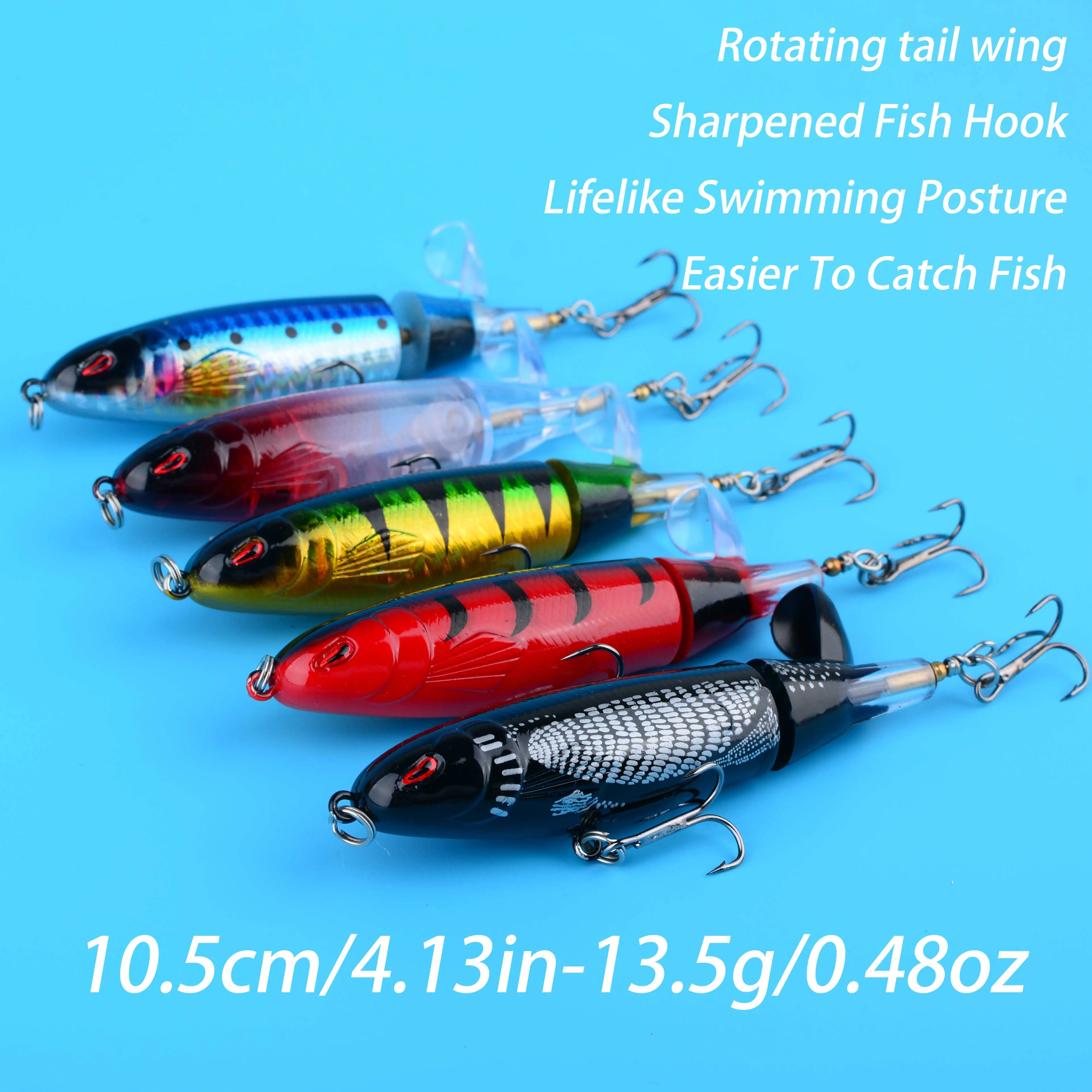 Wobler de superficie con hélice y cola giratoria para crankbait duro - imagen 4