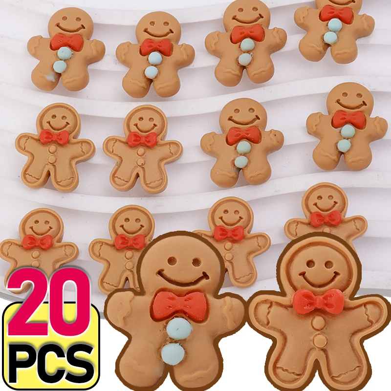 10/20pcs Gingerbread Man Charms Kawaii Resin Pendant Charm for Earring Bracelet DIY Decor Christmas Tree Jewelry Making Supplies