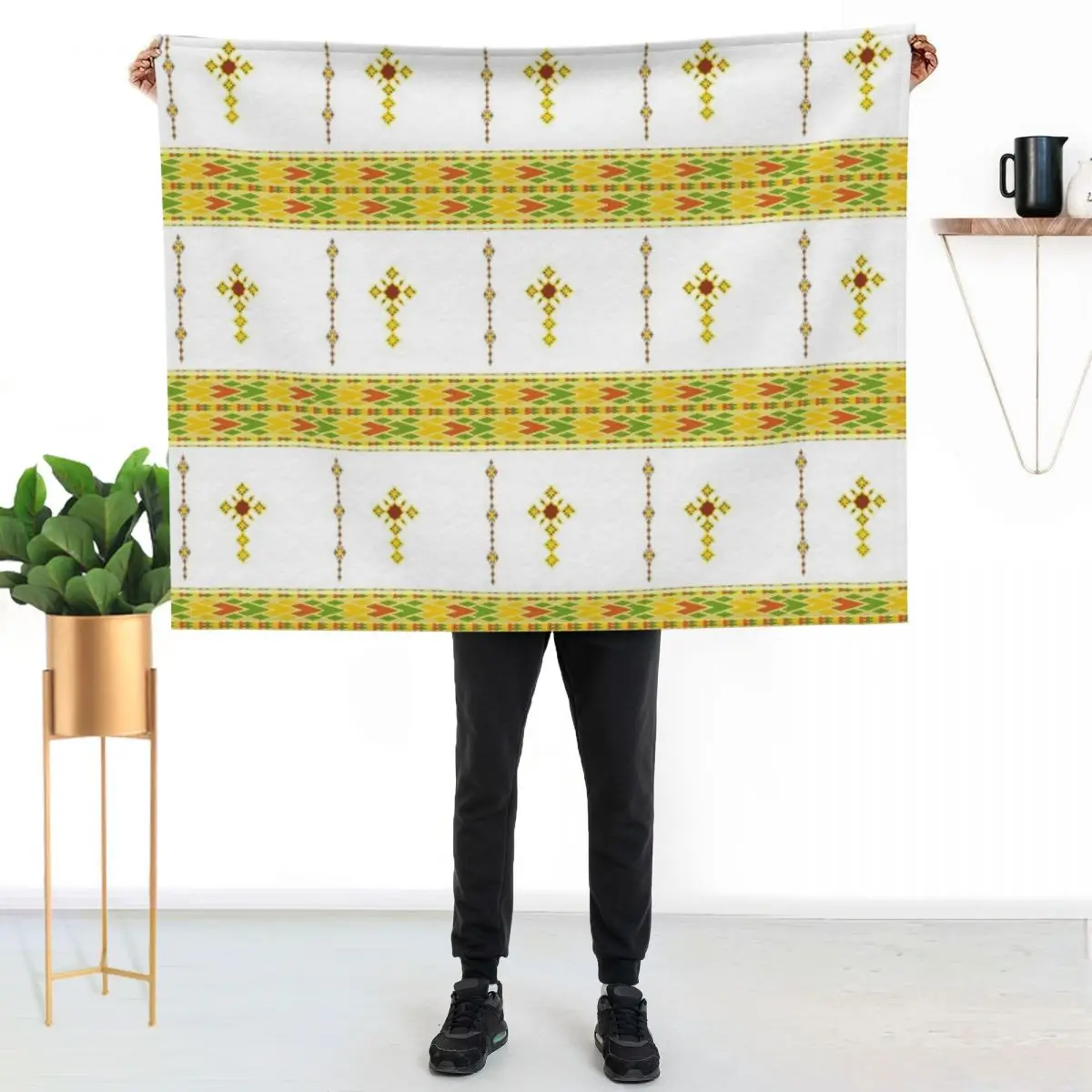 

Ethiopian Habesha tibeb telet Throw Blanket Lightweight Warm Blanket for Indoor Outdoor Use
