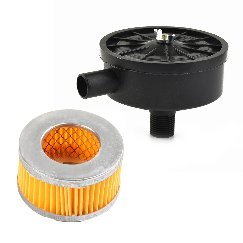 Silencer Muffler Noise Reducer Tools Workshop 20mm Air Compressor Black Filter cartridge Kit Paper Plastic Pump