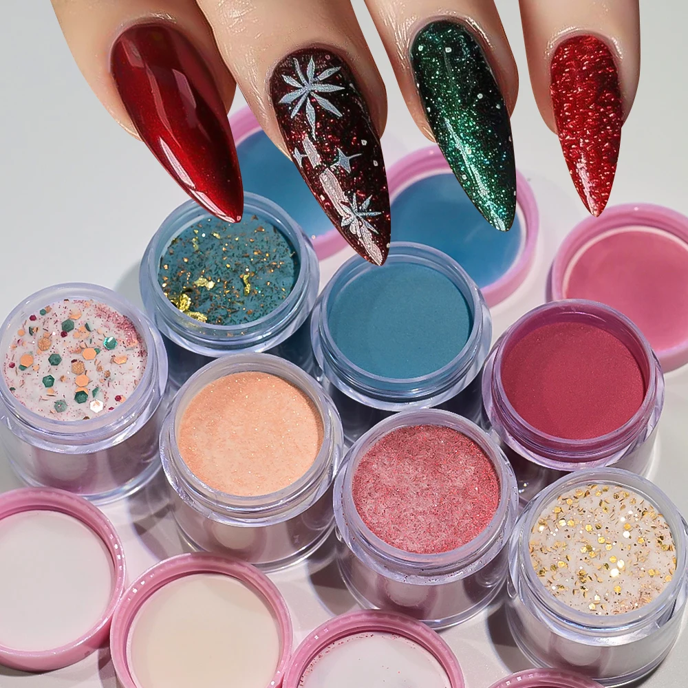 

5/6/7Bottled/set Mixed Glitter Sequins Acrylic Powder EMA Colorful Nail Builder Extension Crystal Powder DIY Nail Acrylic Dust