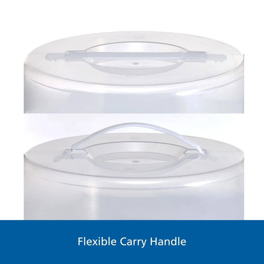 حامل كعكة شفاف مقاس 12 بوصة مع عبوة من 2 مقاس 9 بوصة من الصلب الكربوني المستدير غير اللاصق للنقل المثالي يخدم عرض الخبز #5