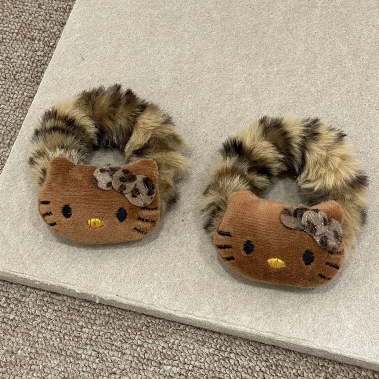 سانريو الكرتون الشعر حبل مرحبا كيتي الشعر حبل ليوبارد طباعة لطيف ذيل حصان الشعر حبل عقال فتاة إكسسوارات الشعر حبل الشعر