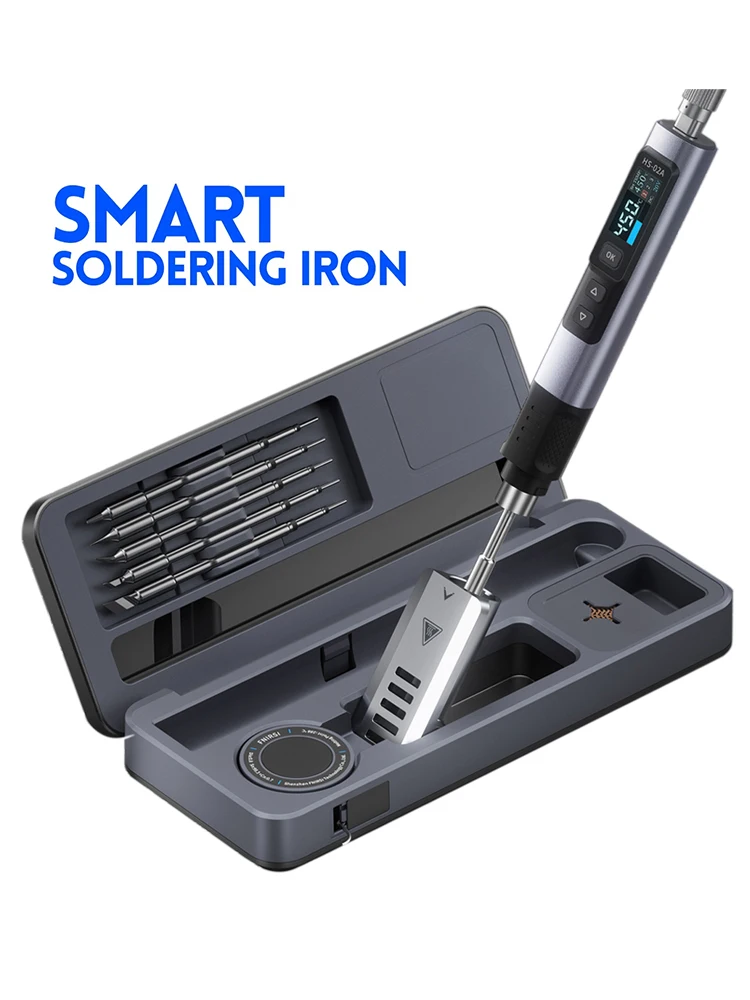 FNIRSI HS02 Soldeerbout HS-02A Gereedschapskist PD 100W Verstelbare Constante Temperatuur Lassen Reparatie Tools C210 Tips - afbeelding 2