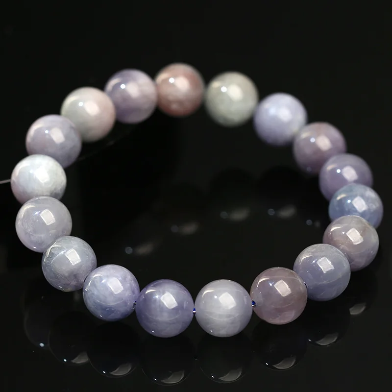 Cat's Eye Shape 8MM Natural Kunzite Bracelet for Women Men Purple&Green Gemstone Beads Healing Crystal Stretch Bangle 1734