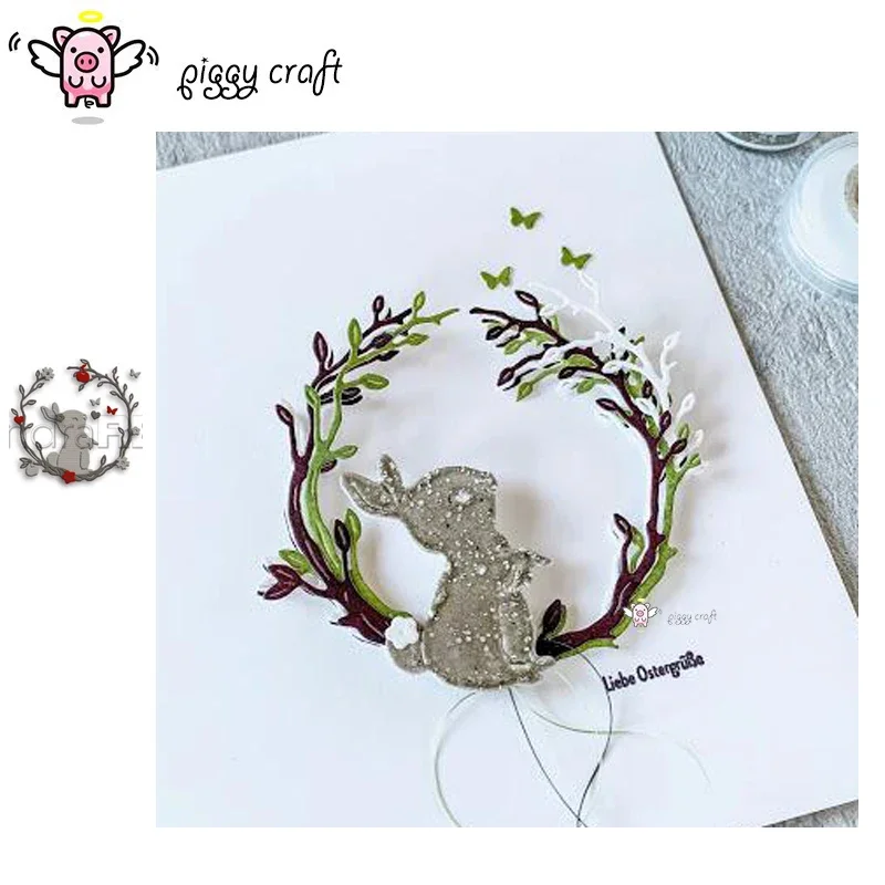 

Piggy Craft metal cutting dies cut die mold Bunny flower leaf ring Scrapbook paper craft knife mould blade punch stencils dies
