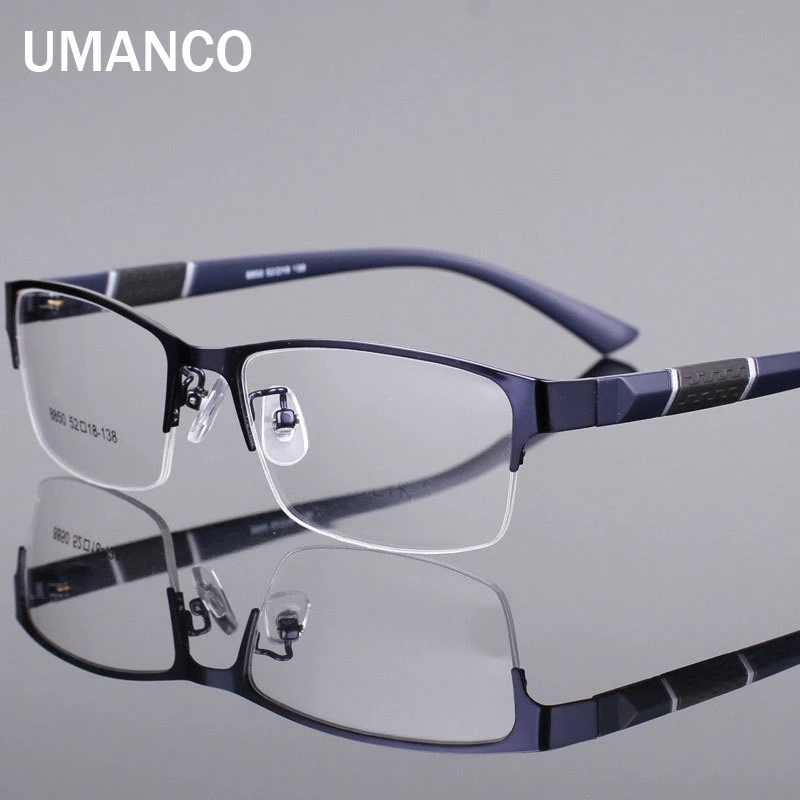 Fashion Business Men's Nearsight Glasses Anti Blue Light Half-frame Alloy Rectangle Male Myopia Glasses Prescription Eyewear -1