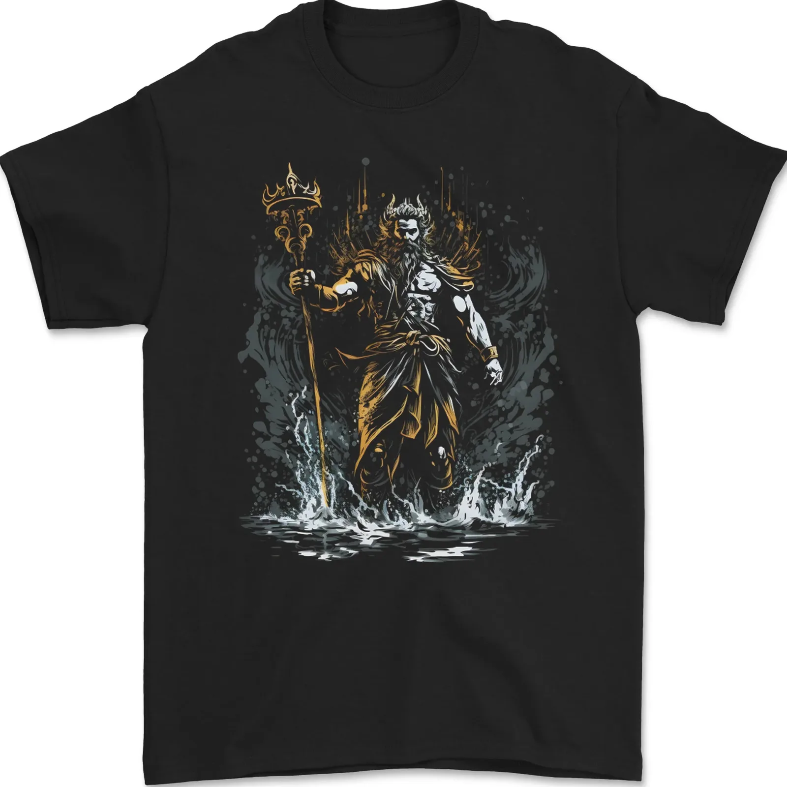 Poseidon Greek God of Water Mythology Mens T-Shirt 100% Cotton