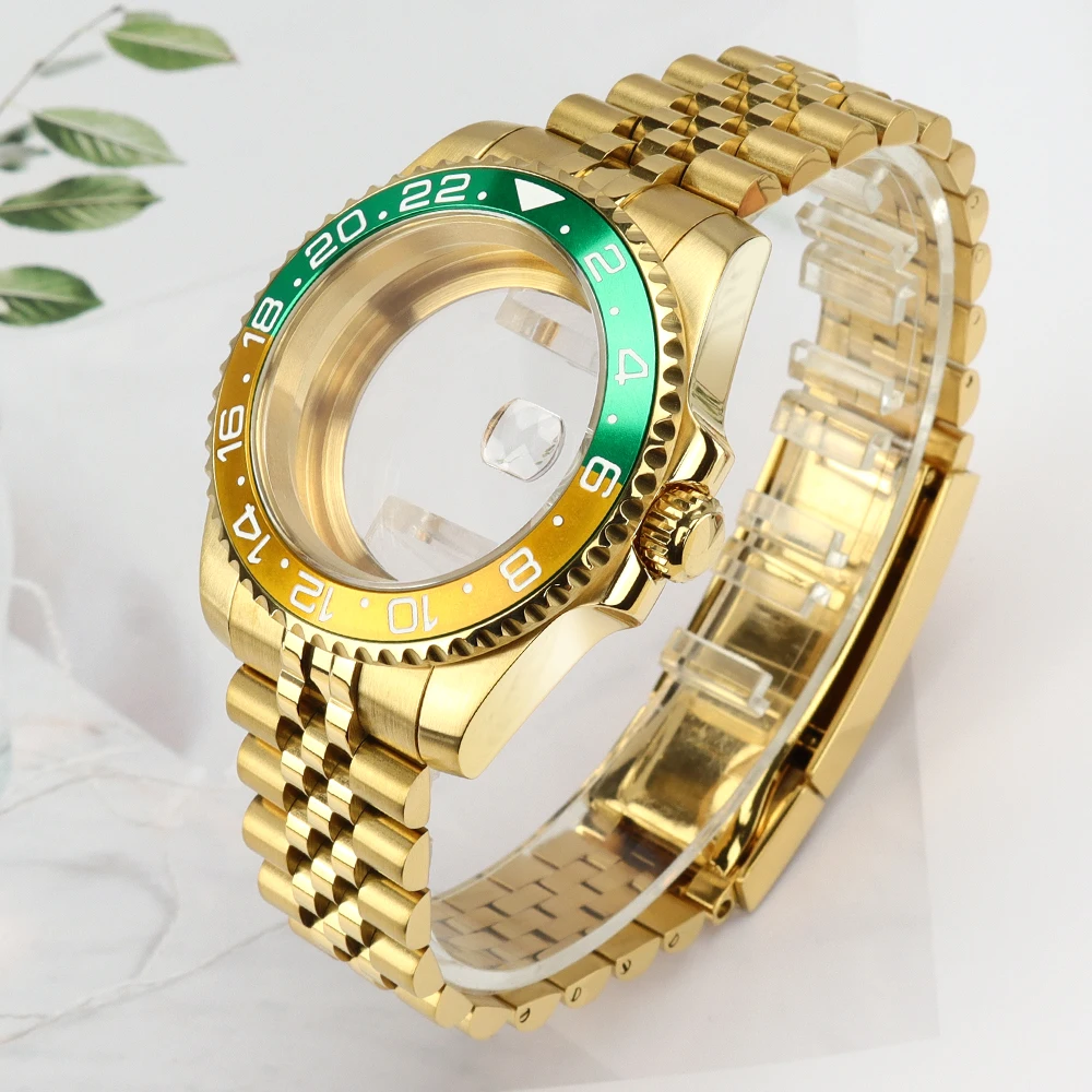 40MM Luxury GMT Diver Watch Case Ceramic Bezel For NH35 NH34 NH36/38 Miyota8215 ETA2824 Sapphire Glass 20ATM Replacement Kit Set