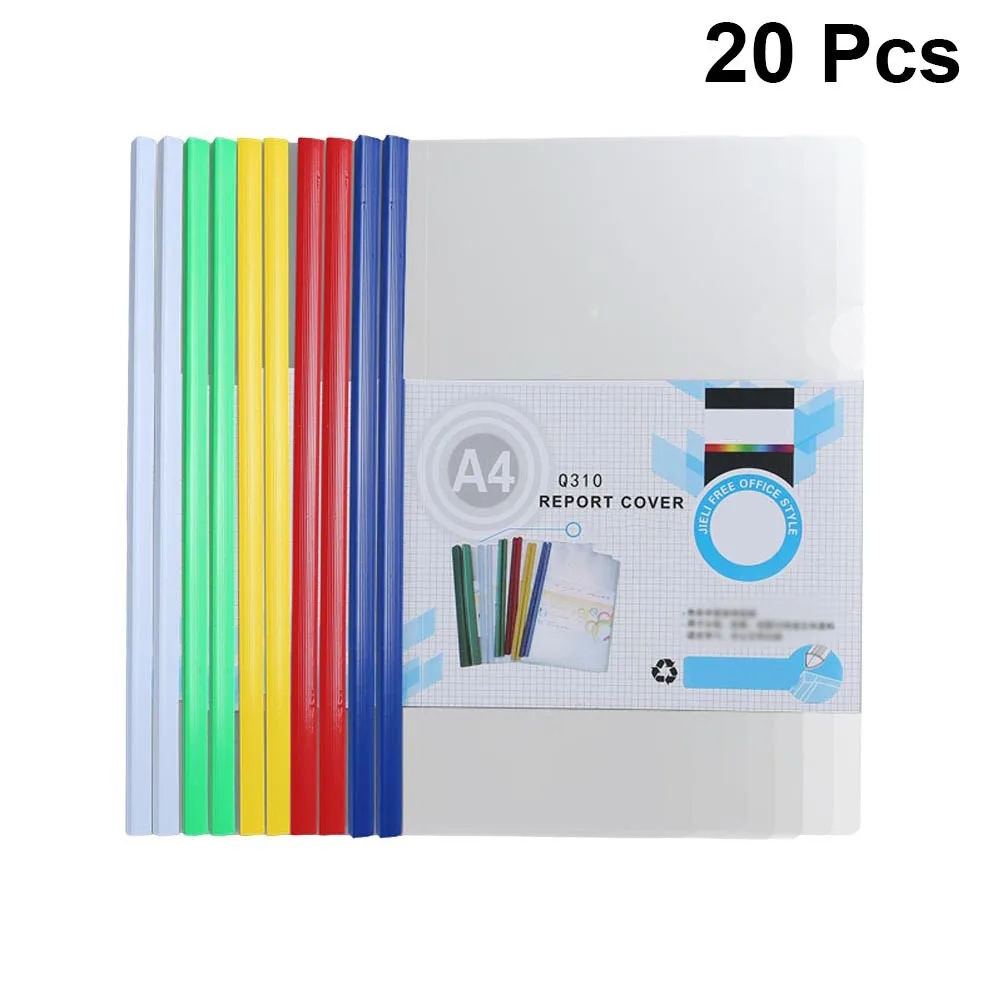 20 pçs barra deslizante pastas de arquivo de plástico transparente a4 suporte de papel antiderrapante organizador de documentos para escola escritório casa conferência