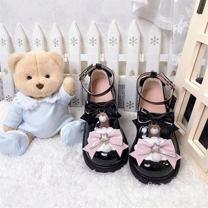 Halloween Cosplay Sweet Tea Party Yellow Duck Shoes Cos Girl Cream Bubbles Bow Kawaii Shoes Lolita Girls High Heel LoliShoes