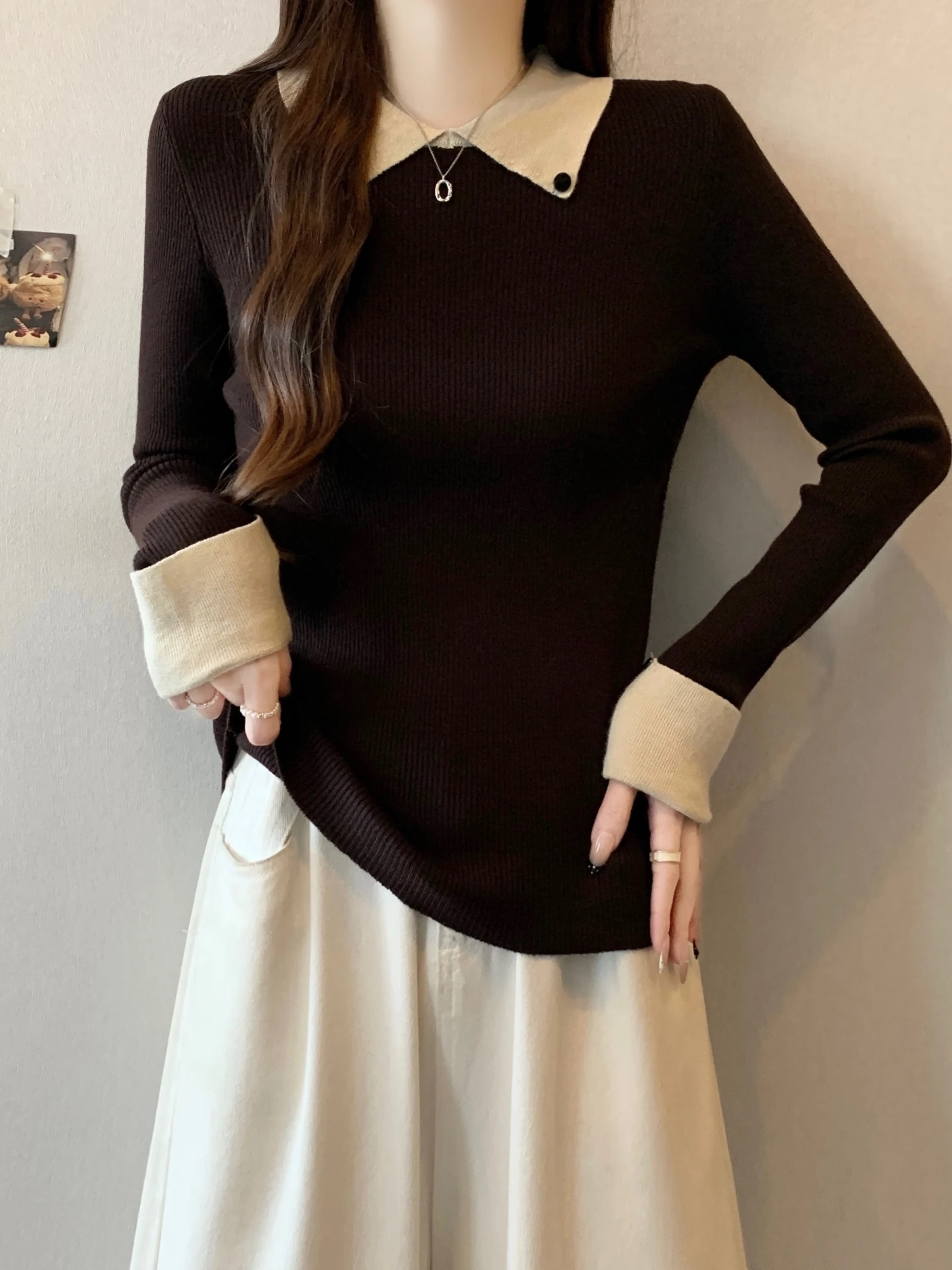 

Women's Long Sve Ne Knitted irt Regular Fit Base Layer Top Large Size Autumn Winter Faion Commute Sle Knitwear