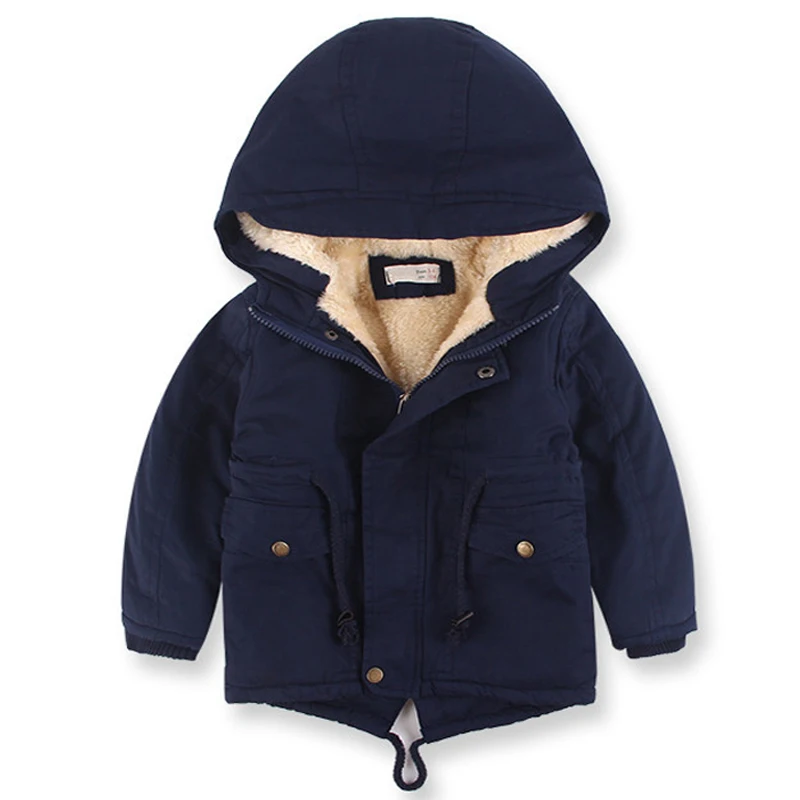 Children Winter Fleece Outdoor Jackets for Boys Hooded Warm Kids Boy Outerwear Windbreaker Autumn Casual Baby Boy Coats Clothing