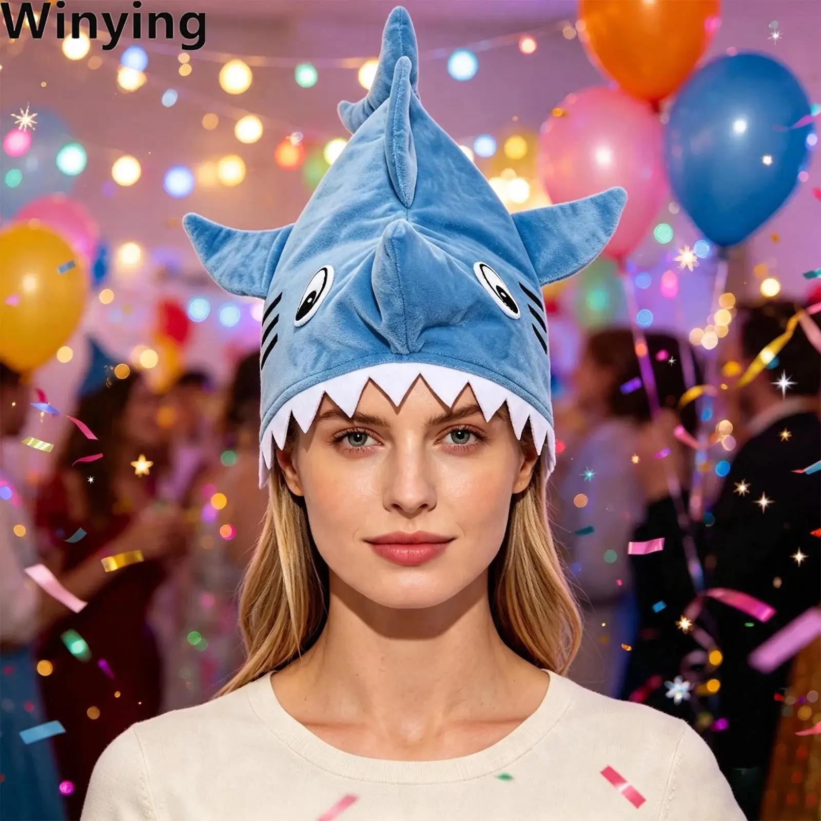 Unisex Adults Fun Shark-shaped Hat Headwear Costume Accessory for Men Women Halloween Cosplay Party Performance