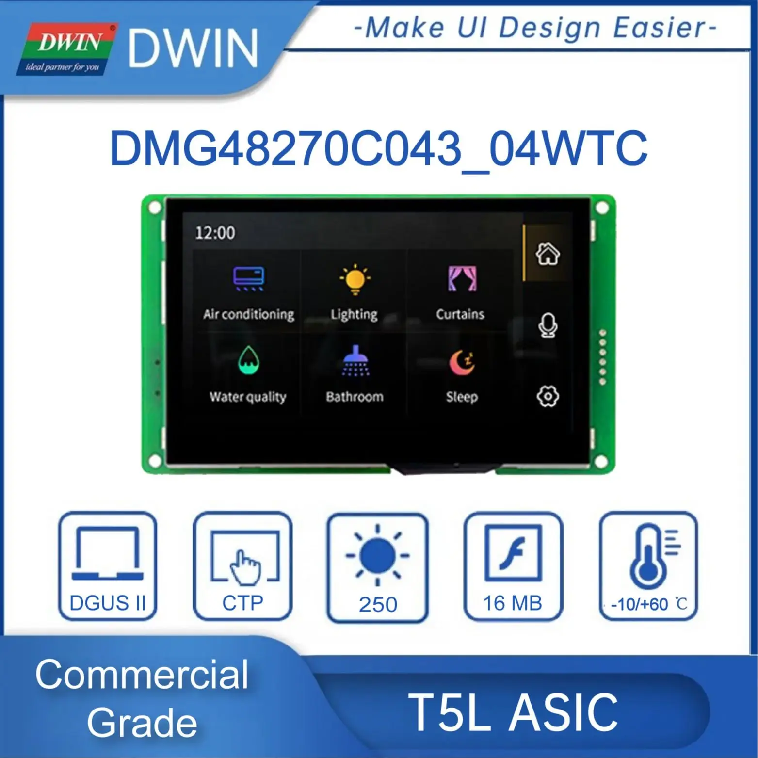 Gorąca Wyprzedaż DWIN 4.3 Calowy Moduł Wyświetlacza TFT LCD 480x272 Ekran Dotykowy HMI Inteligentny Ekran Niska Cena