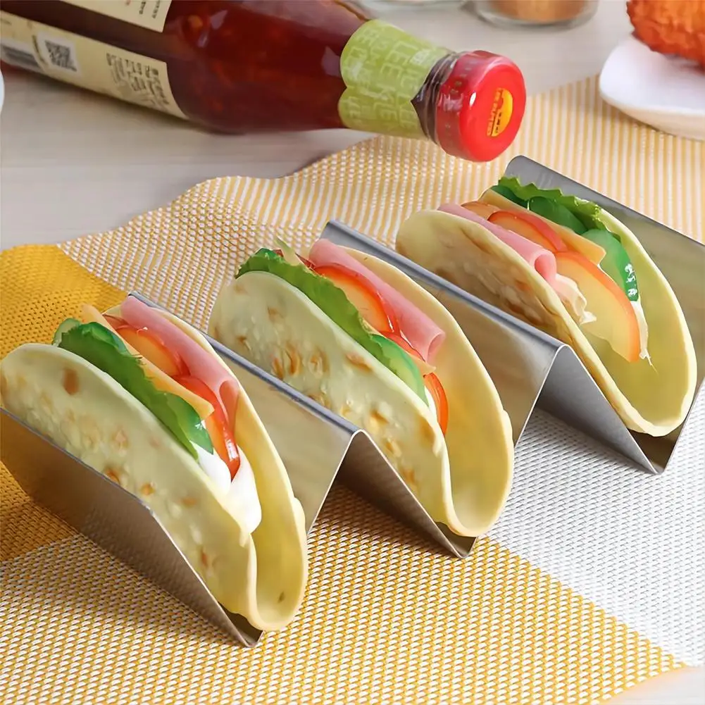 

Taco Holder Stand Stainless Steel Taco Holders Wavy Tortilla Serving Tray Plates Stand Home Kitchen Tools