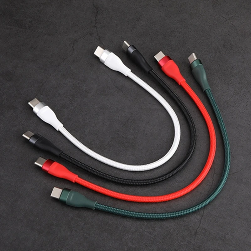 66W USB C krótki kabel do ładowania 25CM do szybkiego ładowania i transferu danych 480Mbps Nylon pleciona linka 25CM