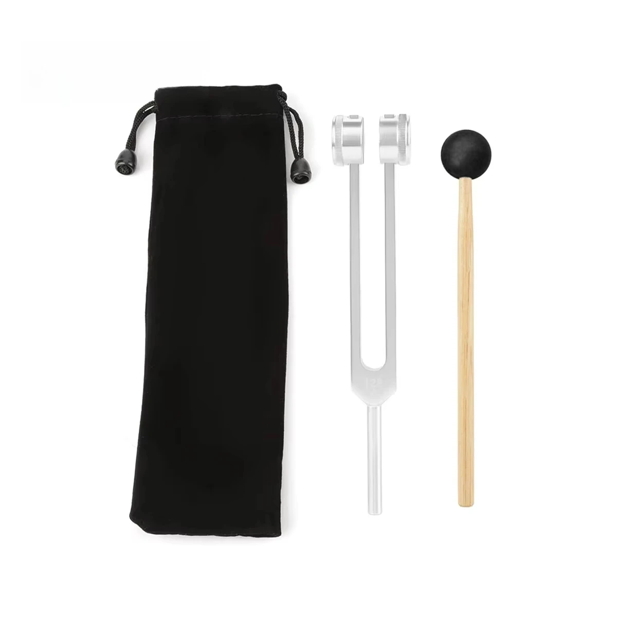 128Hz Aluminum Diagnostic Ear Tuning Fork Teaching Chakra Hammer Ball Vibration Audio Tool Set Educational Diagnostic Instrument