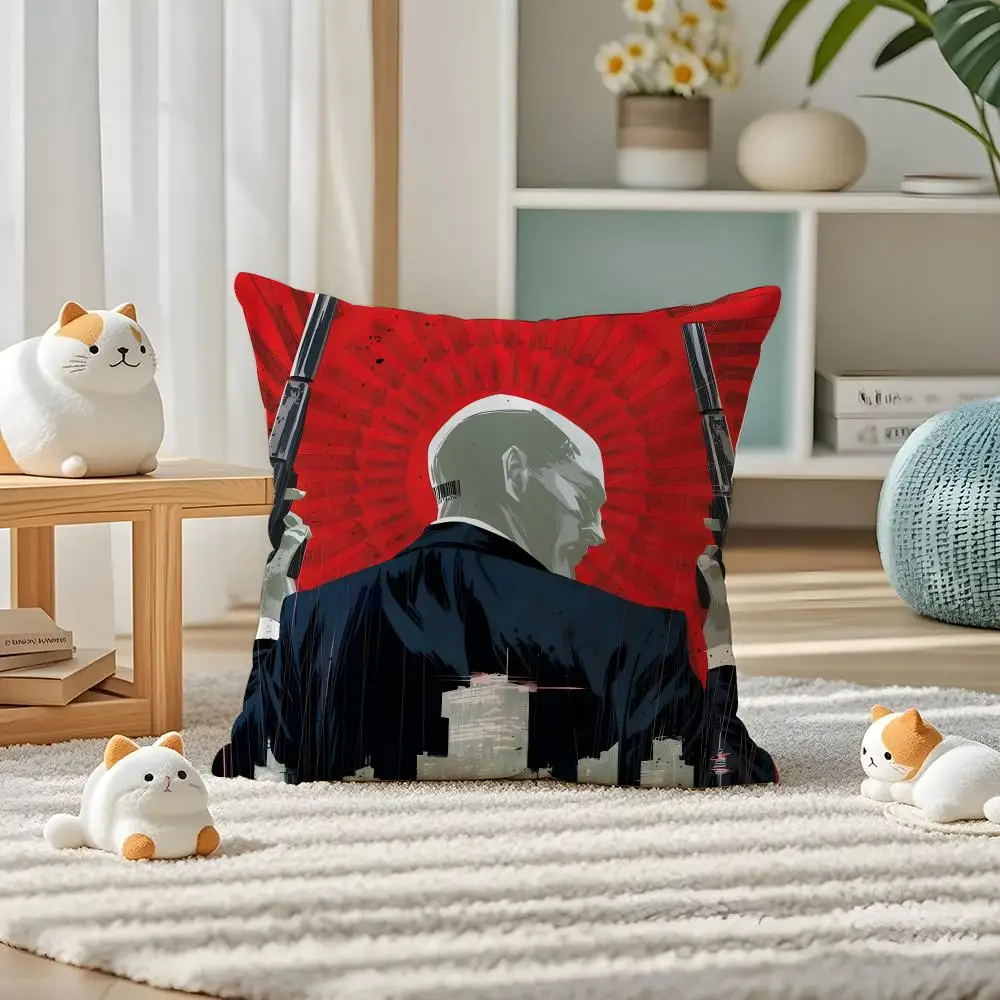 H-hitman Agent 47 Moive Cushion Cover Pillow Case Plush Fabric Soft Double Sided Print Home Sofa High Quality Cushion