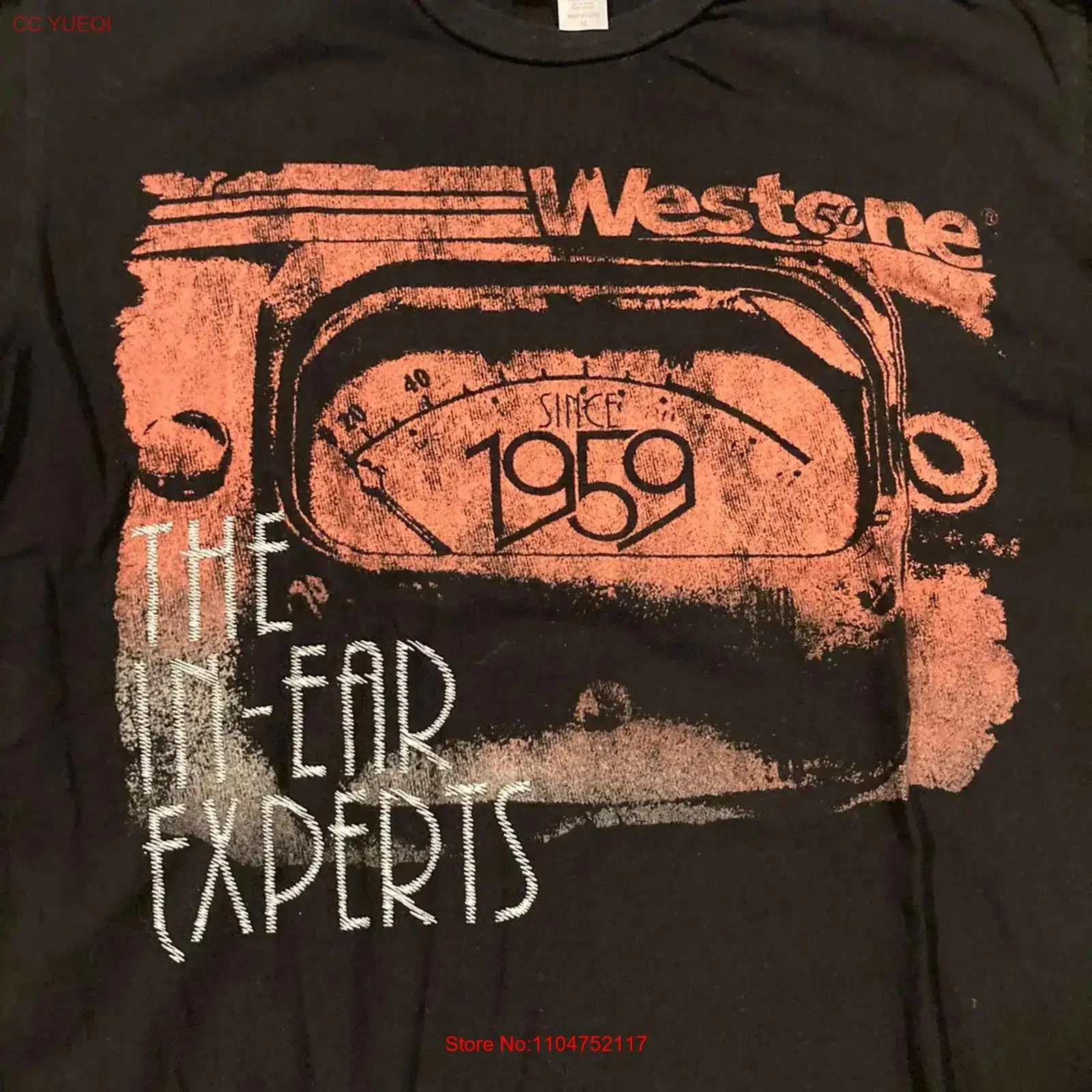 Amber Designs 1959 Westone In Ear Experts T Shirt Medium long or short sleeves vintage Washed Stretched Top For Everyday Wear