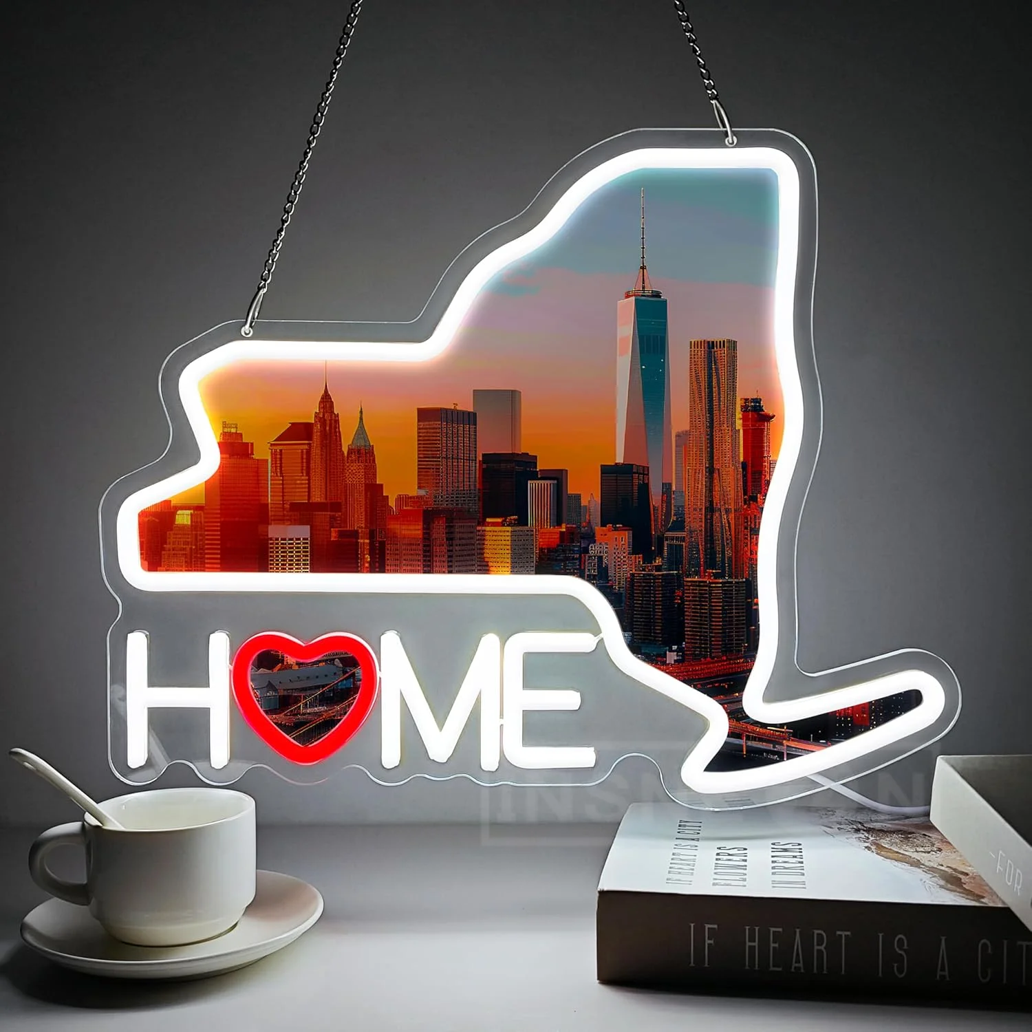 New York Neon Signs with Manhattan City for Home Decoration,Led Lights Sign for Bedroom Man Cave Wall Art Party Restaurant Gifts