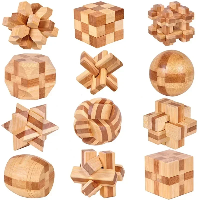 Wooden Brain Teaser Lu Ban Puzzle 3D Unlock Intelligence Games for Adults and Children Educational Toys Rompecabezas Madera