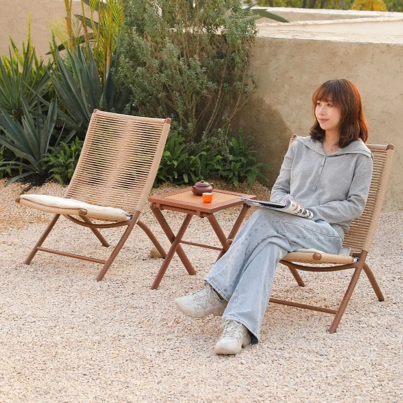 New Folding Beach Chair, Courtyard Outdoor Home Homestay, Rattan Woven Chair, Outdoor Hiking & Camping, Lazy Lounge Chair