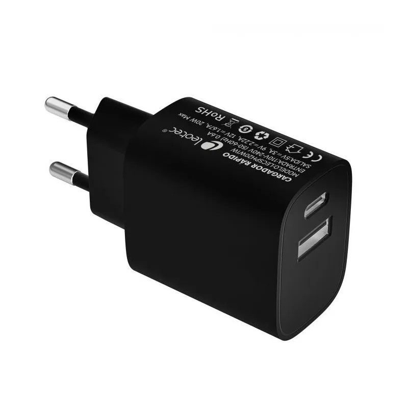 Leotec Universal charger fast charge 1xUSB-C PD + 1x USB-A 20W LECSPH20W2K tintasycartuchos.com