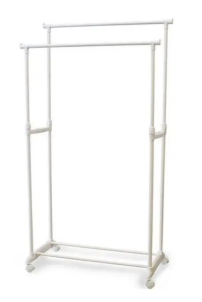 ARISE SHOP-double conformtime rack with wheels (80x42x95 cm-165cm), white/black Color