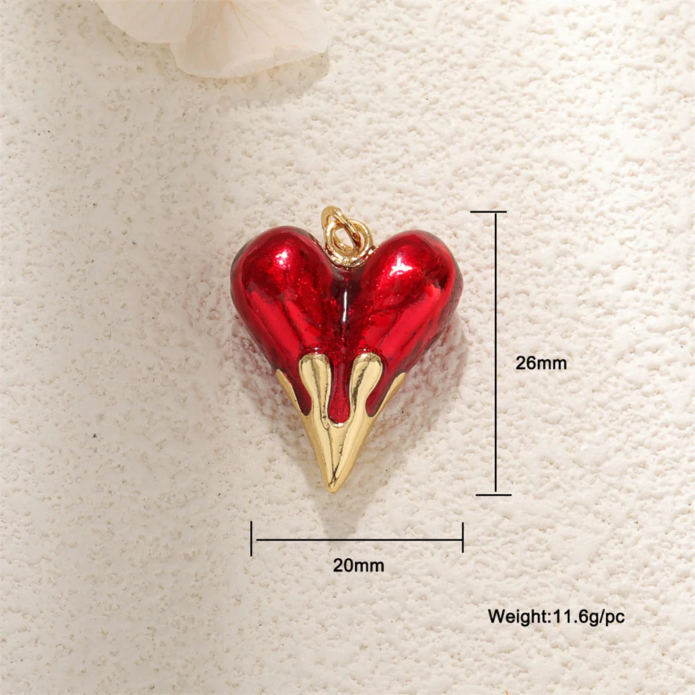 Red Love Necklace Bracelet Pendant Couple Accessories Handmade Diy 3d Heart Charms For Jewelry Making Good Luck Charm Wholesale