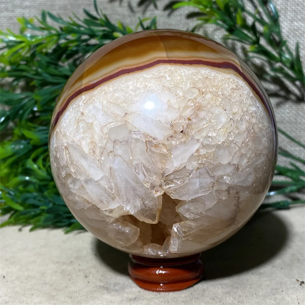 

Natural Crystal Carnelia Sphere Ball Druzy Gemstones Minerals Wicca Spiritual Reiki Ornaments Home Decoration +Stand