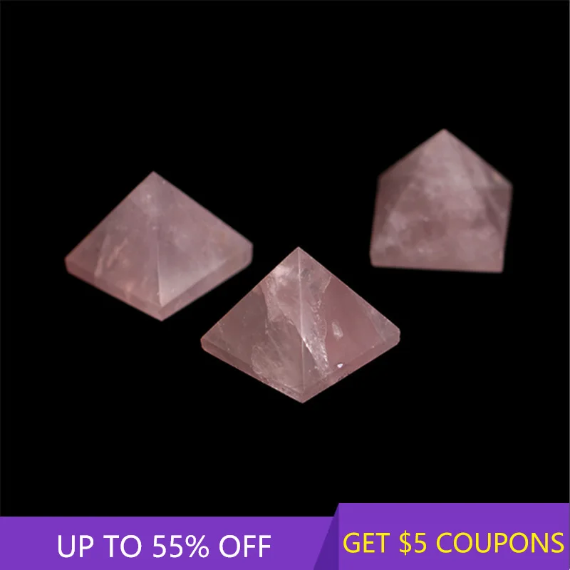 Natural Pink Rose Quartz Crystal Pyramid Healing Gemstone Chakra Reiki Point Stone Tower Ornaments Home Decor Crafts