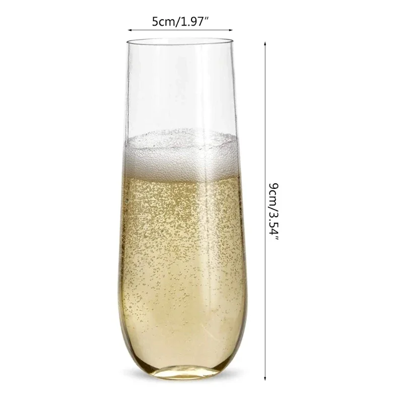 Unbreakable Stemless Plastic Champagne Flutes Parties Bars Nightclubs Crystal Clear Wine Glasses Bubble Tea Cup