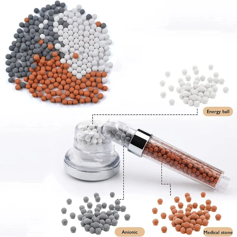 Shower Head Replacement Beads Filter Energy Anion Mineralized Negative Ions Ceramic Balls Water Purification Stones for Shower