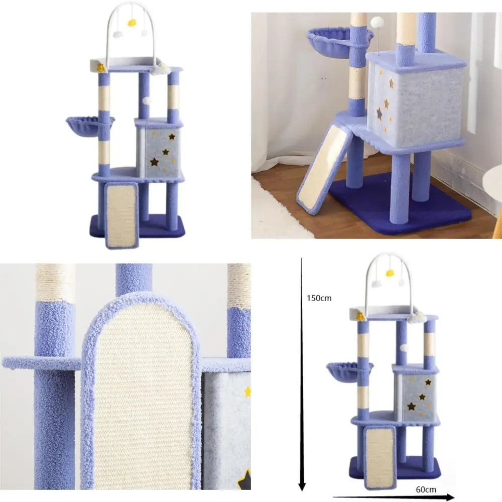 

Indoor Cat Tower with Tall Wood Structure and Modern Space Pod for Cats