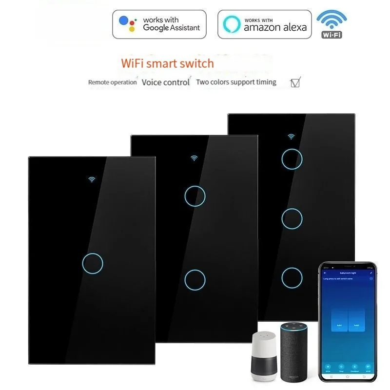 

Intelligent wifi switch Single zero fire universal touch wall panel switch 86