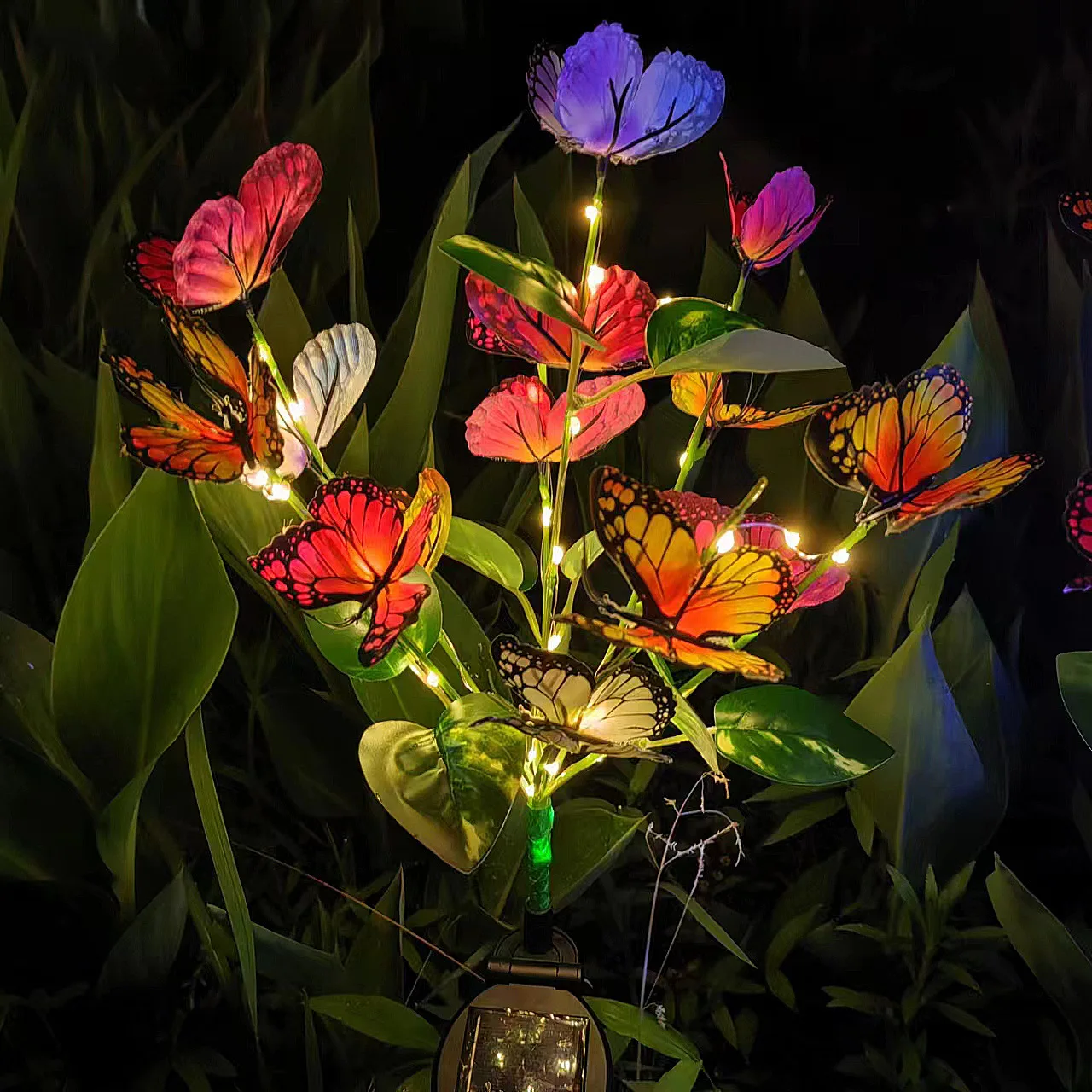 LED Simulation Butterfly Sunflower Outdoor Solar Light Garden Summer Landscape Lighting Camping Wedding Party Decor Lawn Lamp