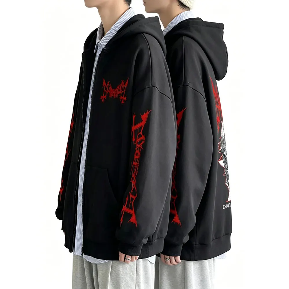 Rock Band Mayhem Esoteric Warfare Graphic Zipper Hoodie Men Women Death Black Metal Streetwear Male Gothic Punk Zip Up Hoodies