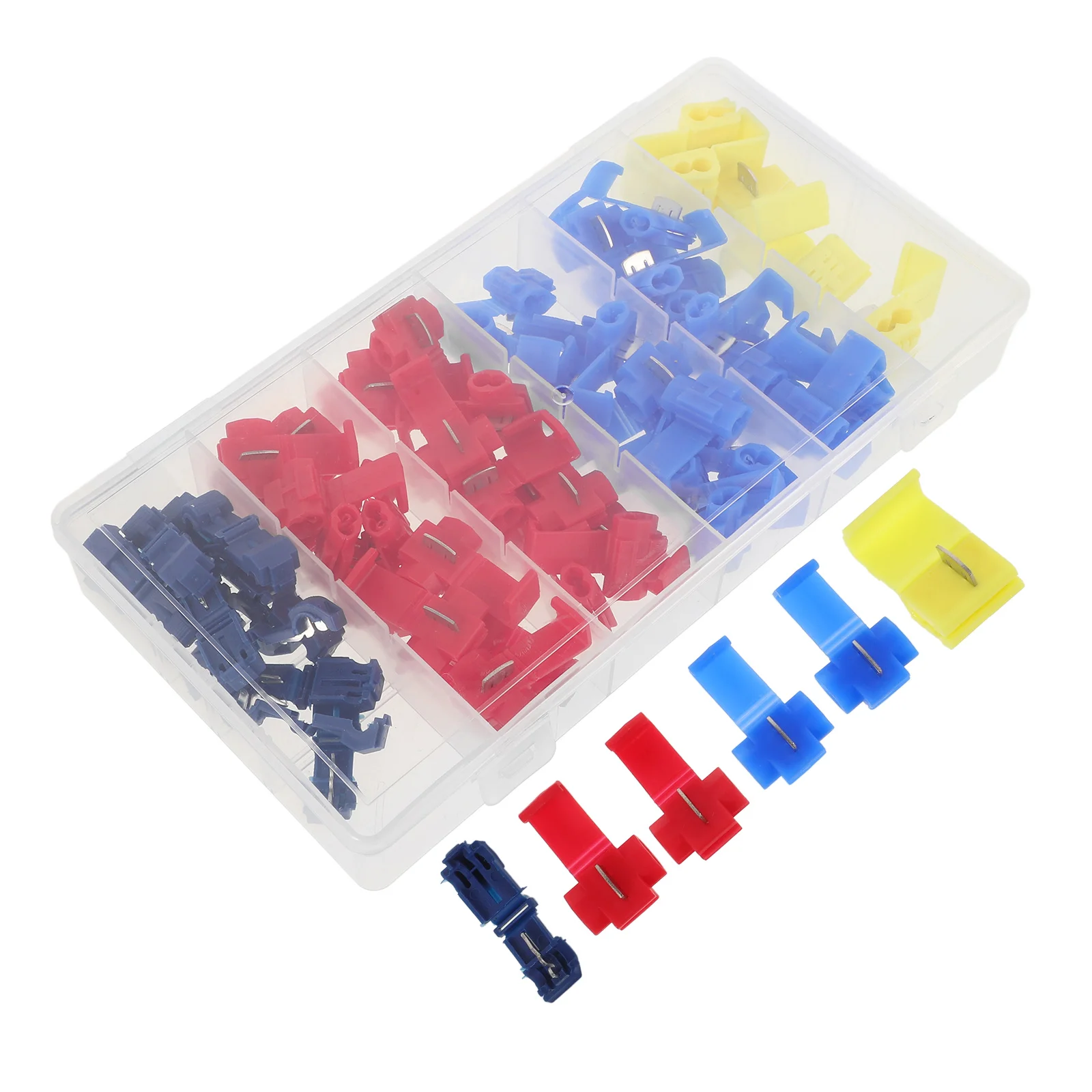 

65pcs Wire Tap Connectors Quick Disconnect Electrical Terminals T-tap Kit Wiring Clamp Box Connector Insulated Splice Stable