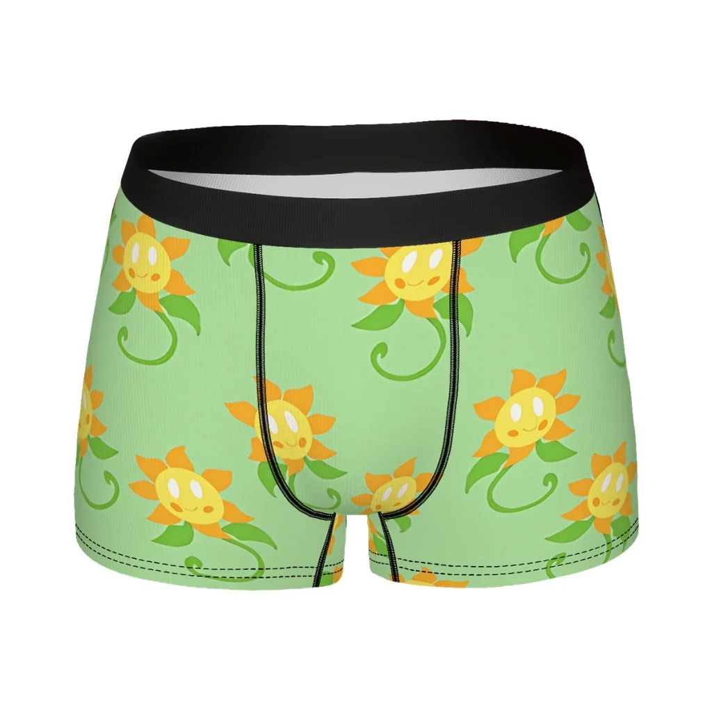 Flower Green Background Sunflower Underpants Homme Panties Men's Underwear Ventilate Shorts Boxer Briefs