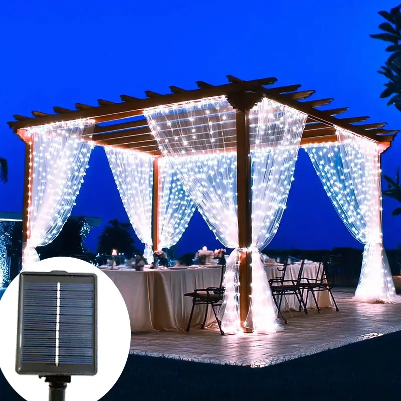 

Solar Curtain Light LED Outdoor Waterproof Christmas Garland Decoration String Lights Yard Wedding Fairy Garland String Lights