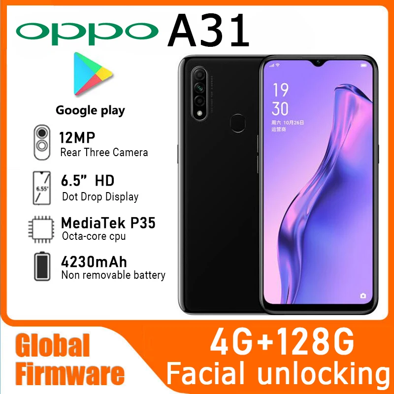 OPPO A31 4G SmartPhone Global firmware RAM 4GB ROM 128GB CPU MediaTek P35 6.5-inch Battery capacity used phone