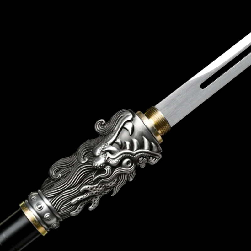 Chinese Spear Stick Sword Manganese Steel Blade Spliceable Version Training Swords Metal Sheath Non Sharp