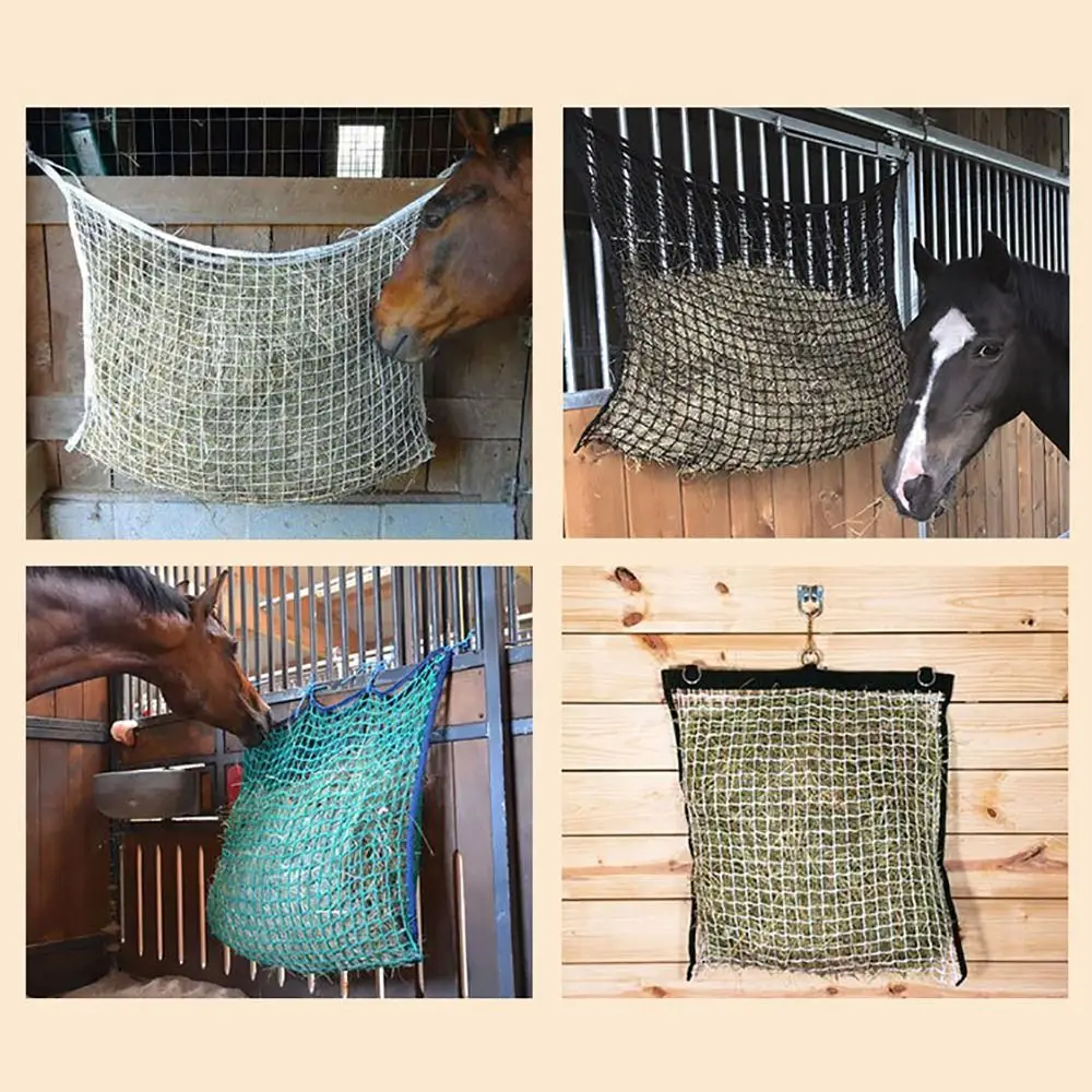 1 قطعة جديد تغذية بطيئة القش صافي معلقة 80x90 سنتيمتر الحصان القش حقيبة سعة كبيرة القش المغذية حقيبة للخيول الماعز الأغنام #3